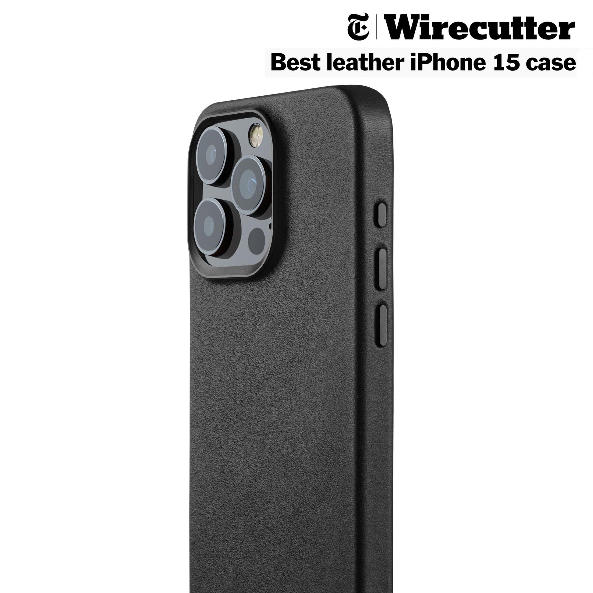 Mujjo Full Leather Case for iPhone 15 Pro Max, Black