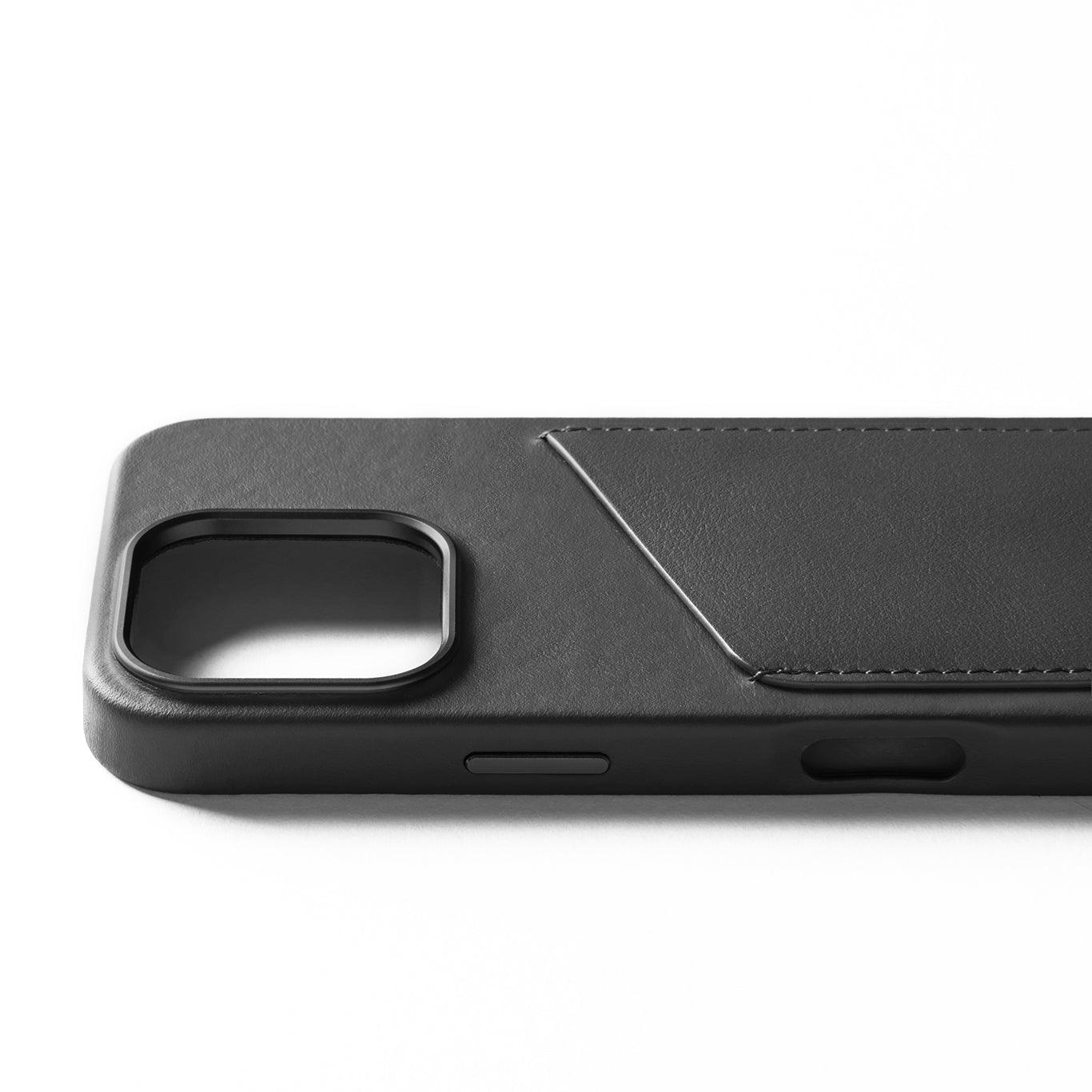 Mujjo Full Leather Wallet Case for iPhone 16 Pro, Black