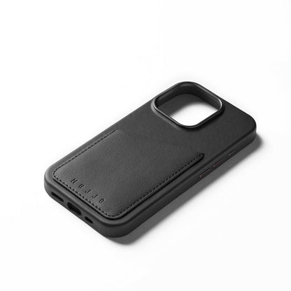 Mujjo Full Leather Wallet Case for iPhone 16 Pro, Black