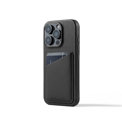 Mujjo Full Leather Wallet Case for iPhone 16 Pro, Black