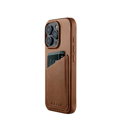 Mujjo Full Leather Wallet Case for iPhone 16 Pro, Tan