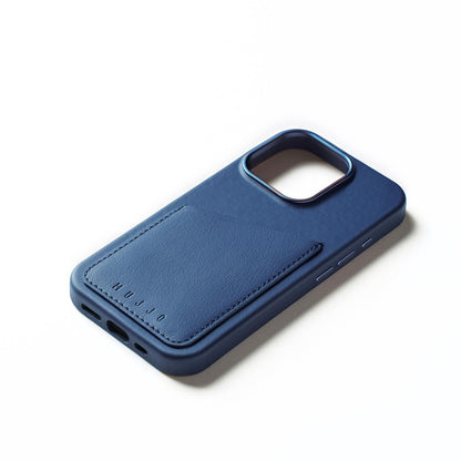 Mujjo Full Leather Wallet Case for iPhone 16 Pro, Monaco Blue