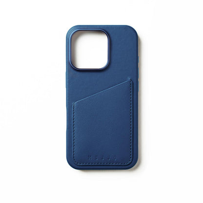 Mujjo Full Leather Wallet Case for iPhone 16 Pro, Monaco Blue
