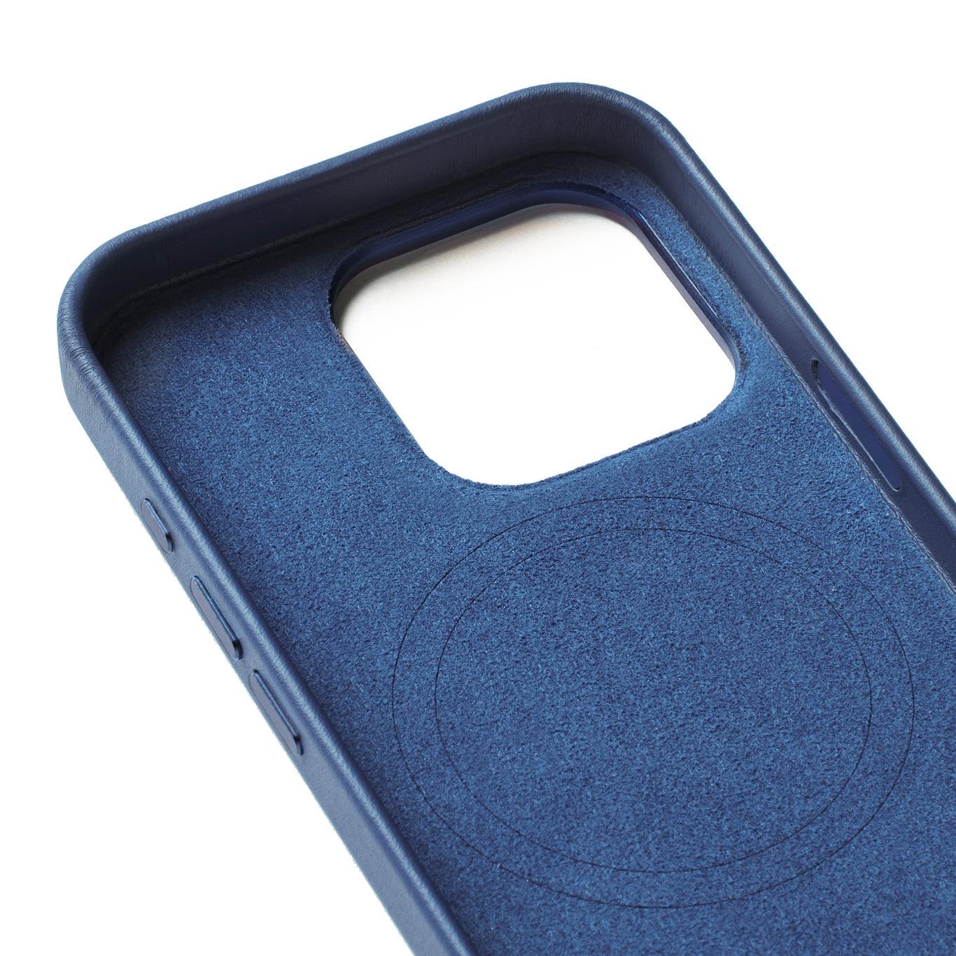 Mujjo Full Leather Wallet Case for iPhone 16 Pro, Monaco Blue