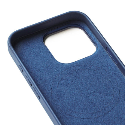 Mujjo Full Leather Wallet Case for iPhone 16 Pro, Monaco Blue