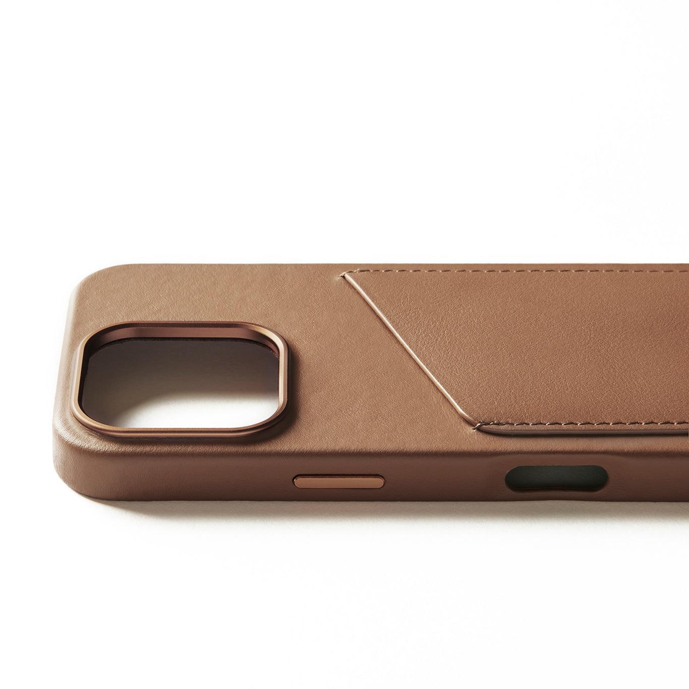 Mujjo Full Leather Wallet Case for iPhone 16 Pro, Tan