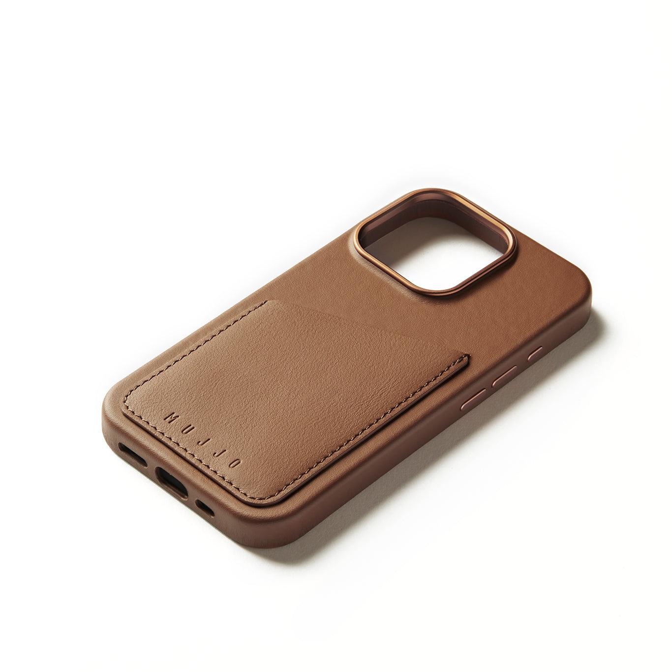 Mujjo Full Leather Wallet Case for iPhone 16 Pro, Tan
