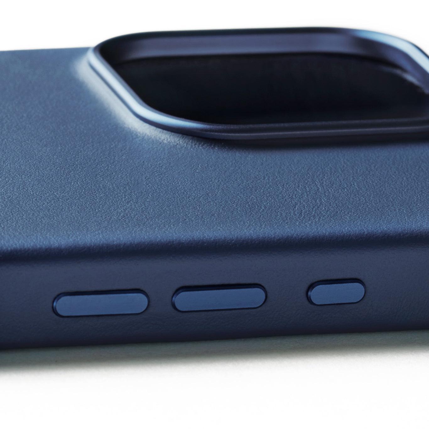Full Leather Case for iPhone 16 Pro Max, Monaco Blue,side buttons