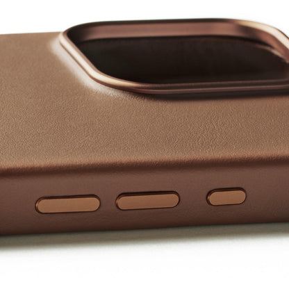 Full Leather Case for iPhone 16 Pro Max, Tan, side buttons